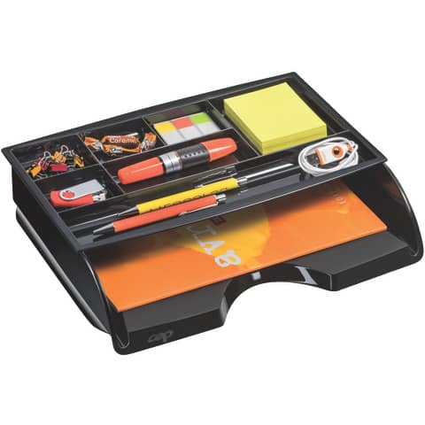 Organizer da cassetto CEP in polistirolo con 7 scomparti nero 34,4x18x2 cm - 1014940161